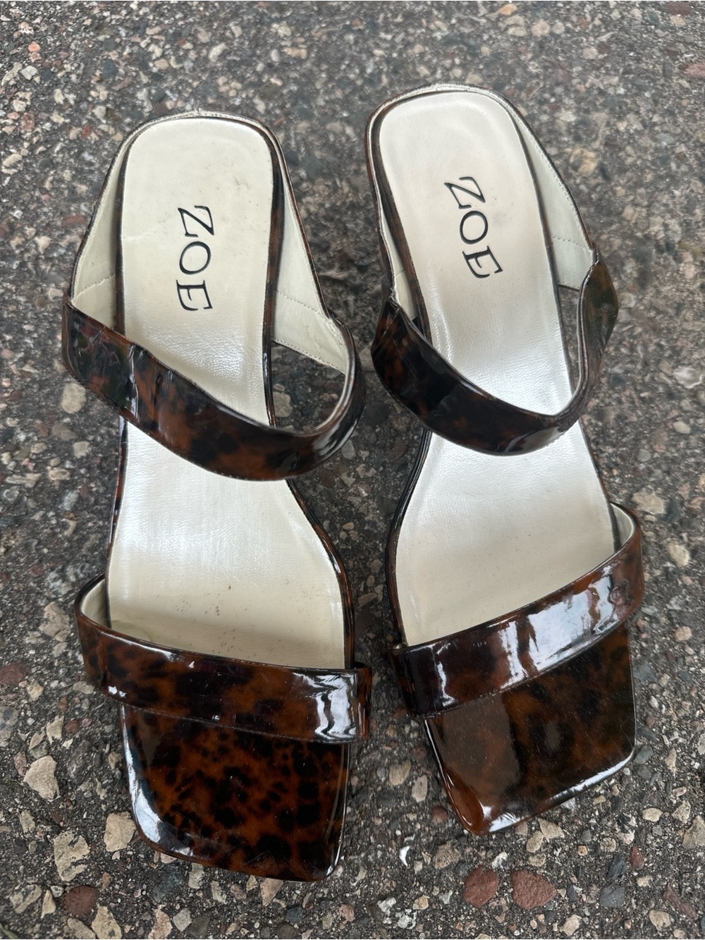 Zoe Tortoise Square-Toe Heels Size 8.5